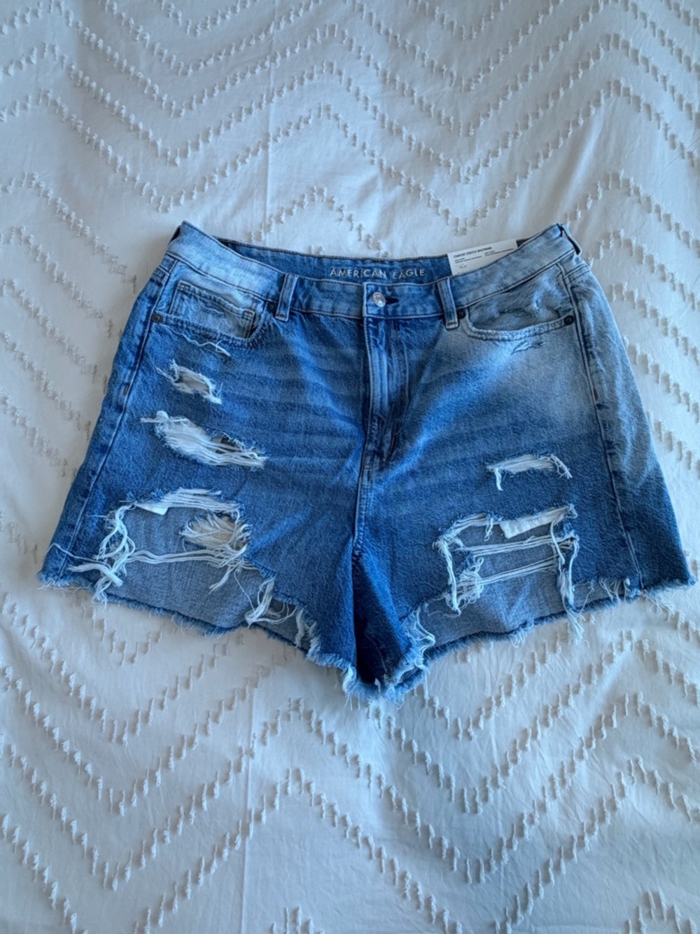 American Eagle Outfitters Distressed Blue Denim Cutoff Shorts